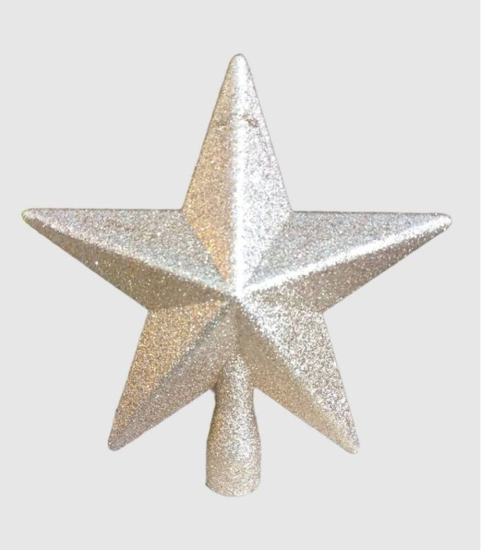 Pink star Christmas decoration for the top of the tree with glitter.