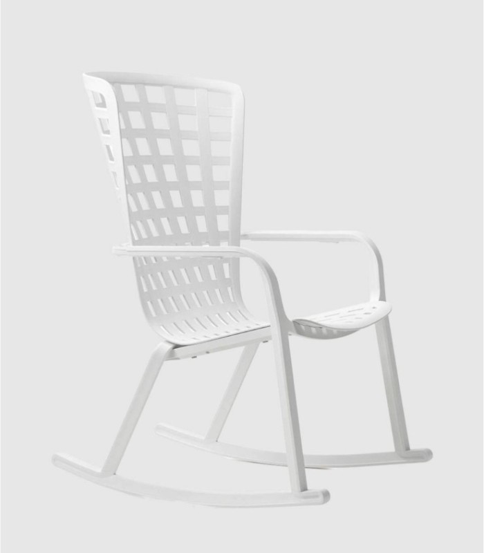 Sillón mecedora con brazos Folio blanco