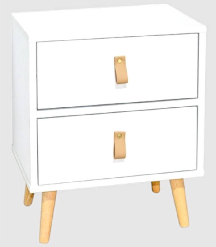 Anzio white bedside table with 2 drawers
