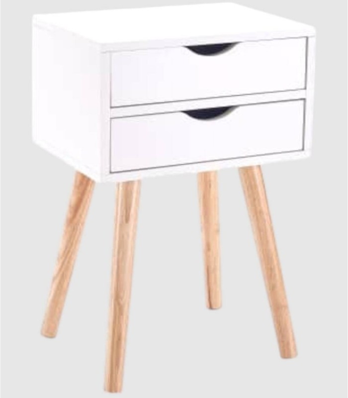 Fiano white bedside table with 2 drawers