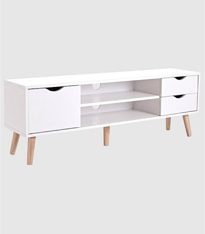 Mueble TV Fiano blanco 1 puerta y 2 cajones