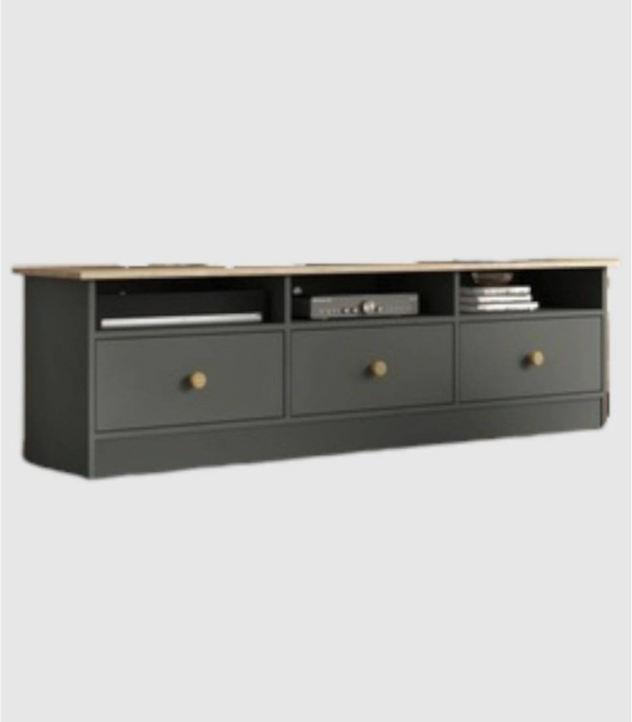Barimas TV stand, grey, 3 drawers