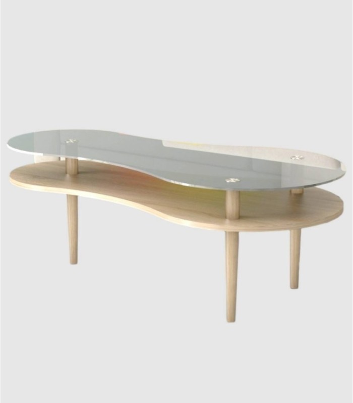 Peanut coffee table, gray and white