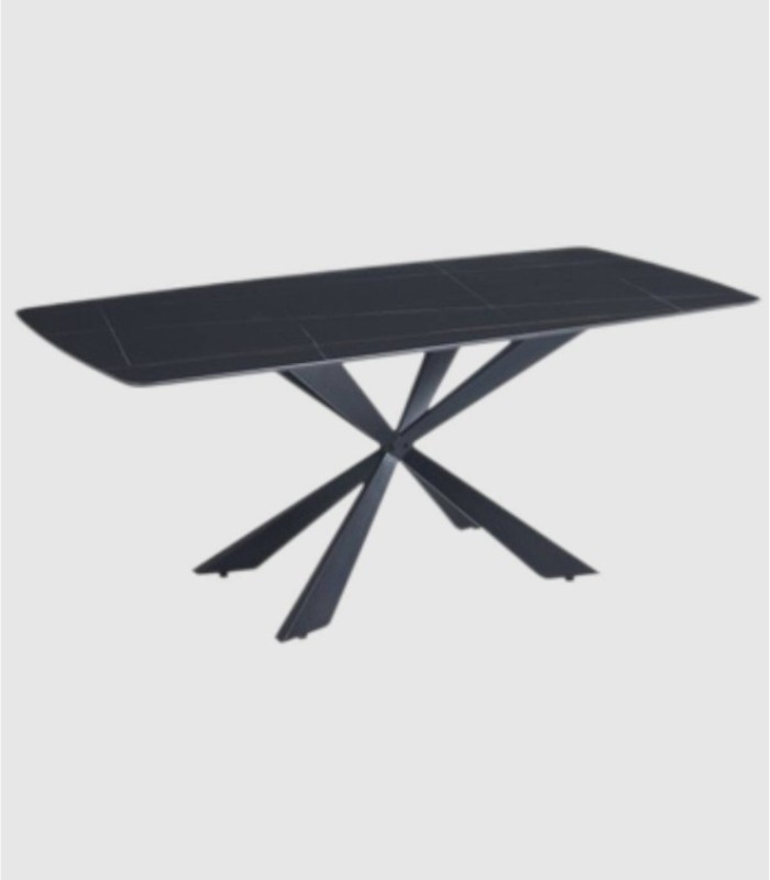 Mesa Verena negra porcelánico y acero