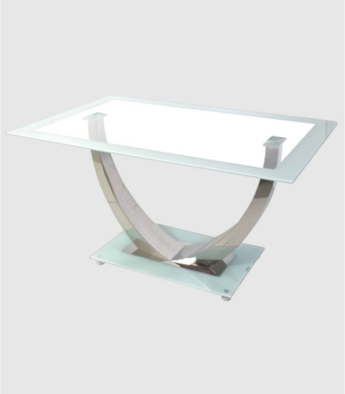 Unieke tafel, grijs verchroomd glas