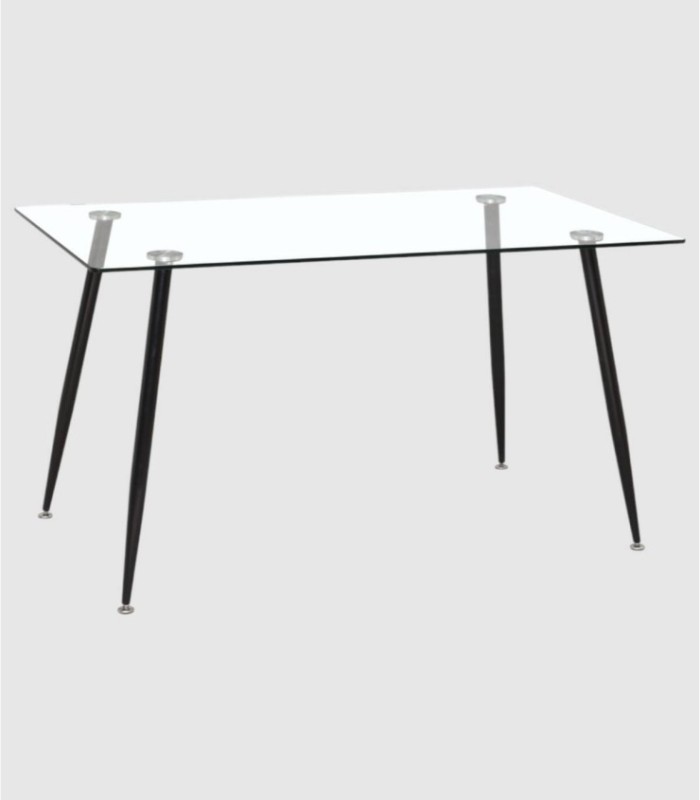 Pimer glass table with black legs