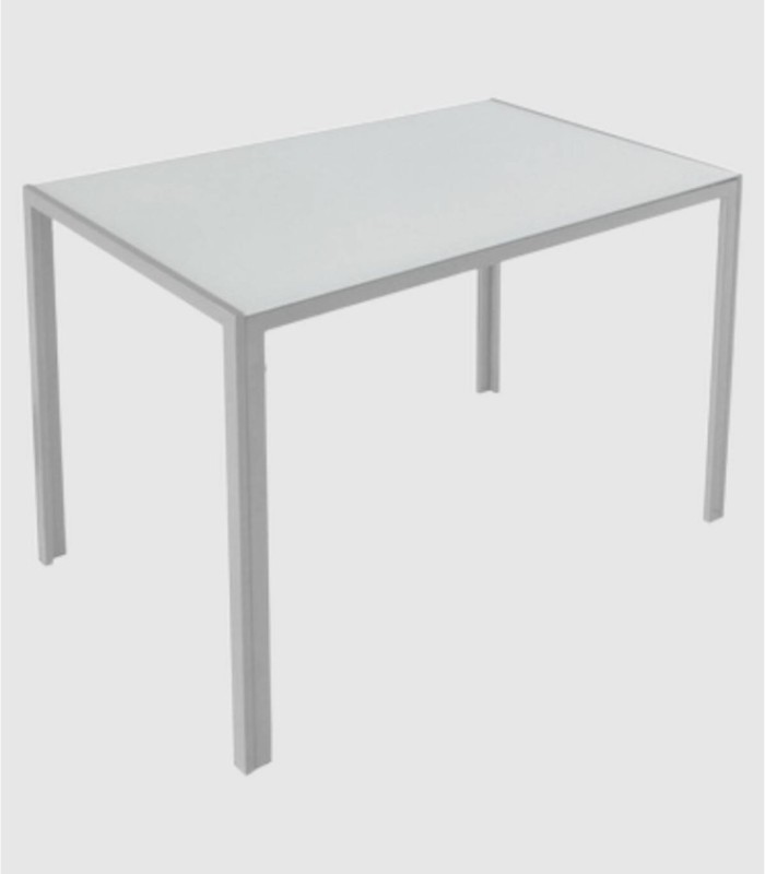 Cica tafel, glas, staal, grijs