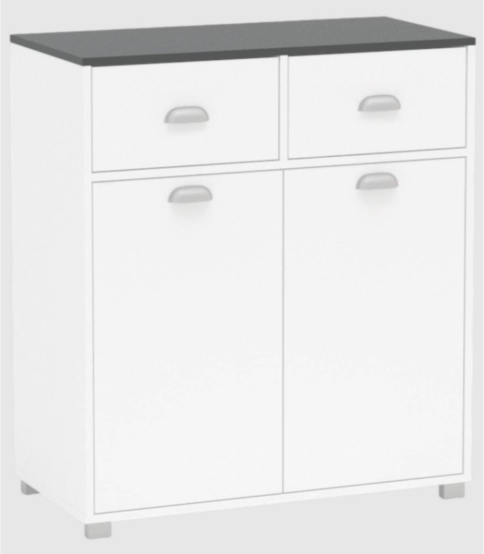 Asfeld laag dressoir met 2 deuren en 2 lades, wit