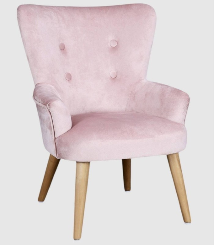 Pink upholstered children's armchair