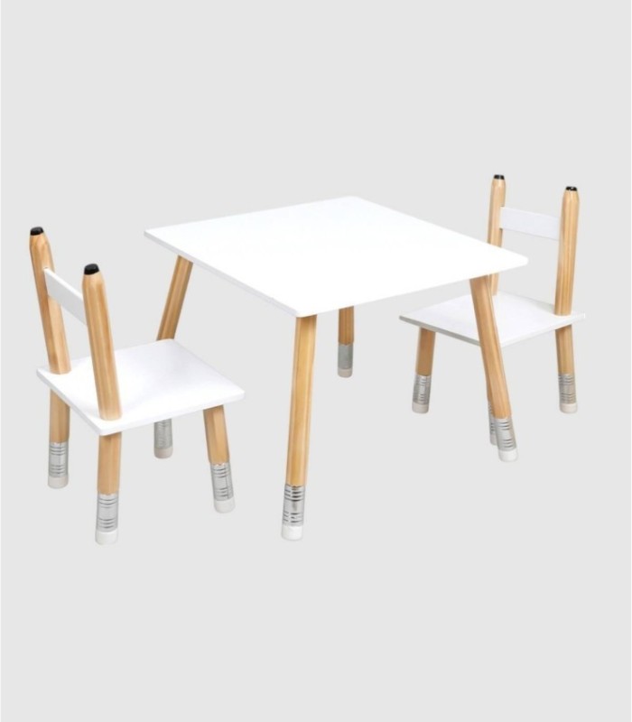 Set of 1 table and 2 chairs. Pencil