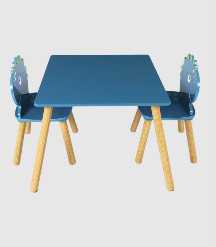 Dinosaurus kinderset bestaande uit 1 tafel en 2 stoelen