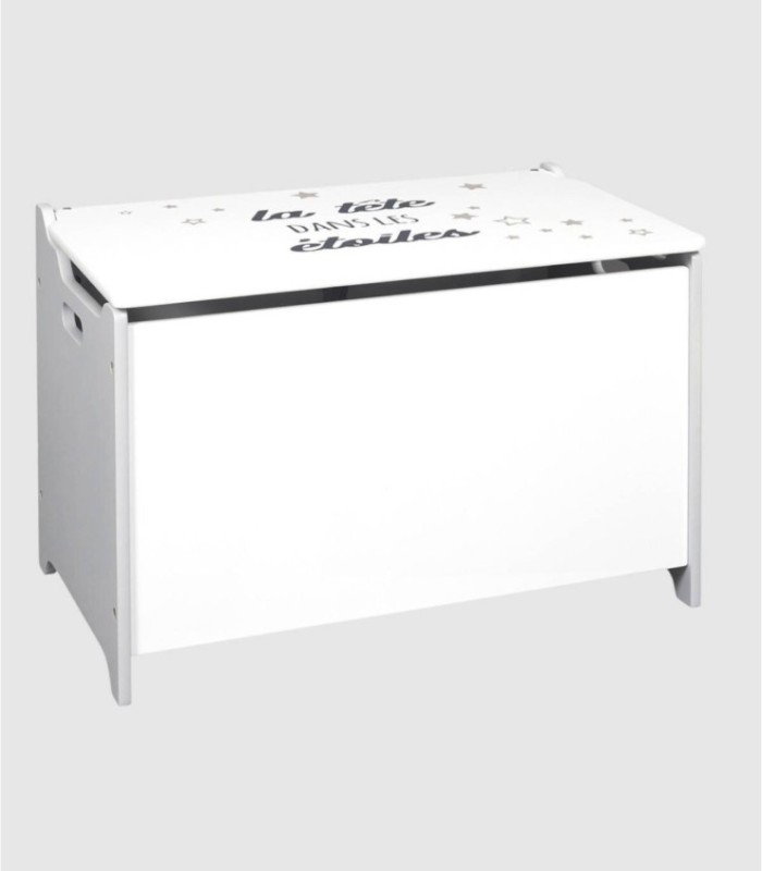 Baúl estrellas blanco gris rectangular