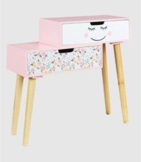 Mesita infantil 2 cajones rosa