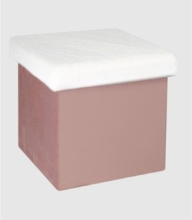 Set 2 cajas puf plegables rosa y blanco