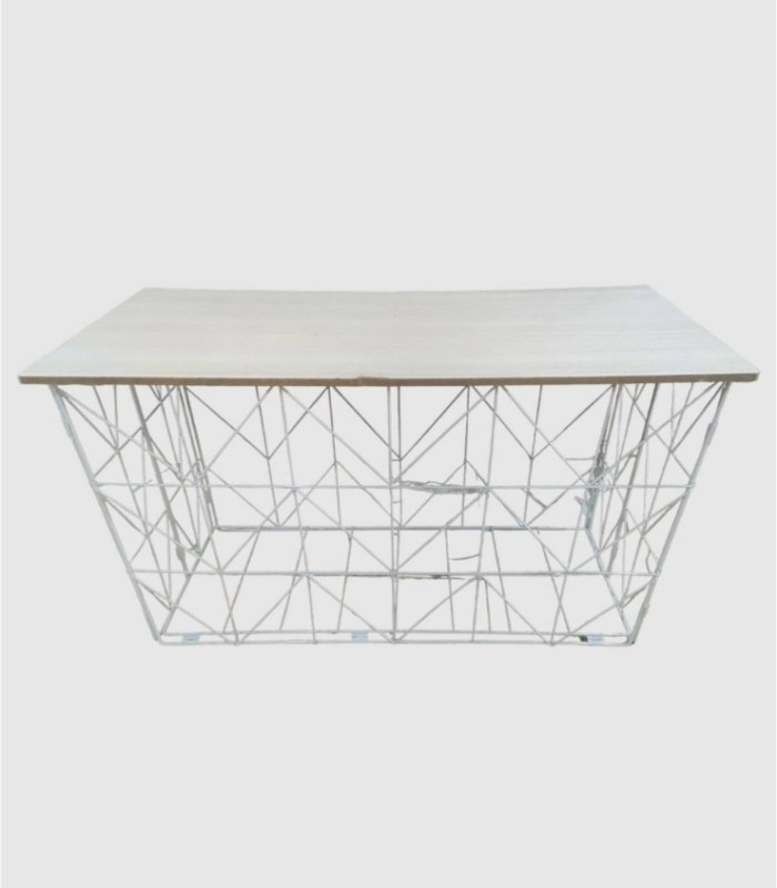 White metal storage table