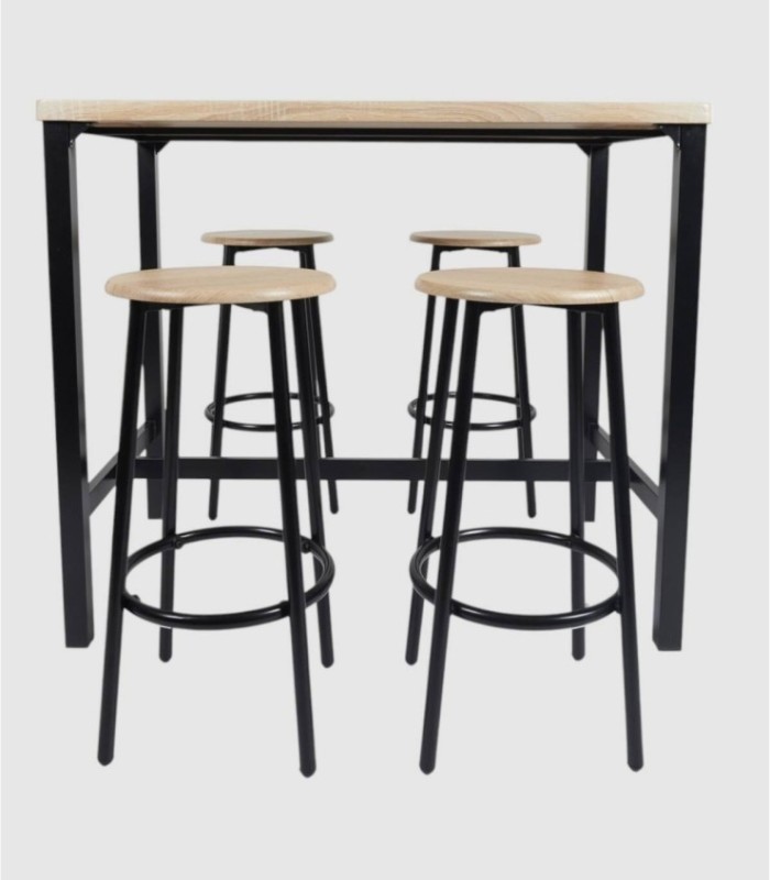 Set mesa y 4 taburetes Loka