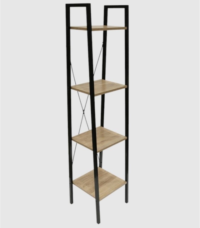 Small black Loka 4-shelf bookcase
