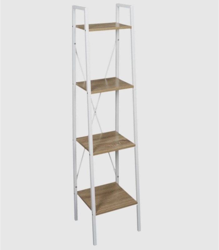 Small white Loka 4-shelf bookcase