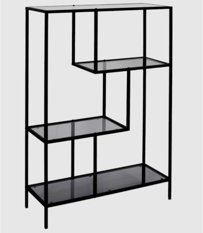 Edison 4-shelf glass bookcase