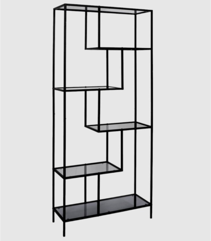 Edison 6-shelf glass bookcase