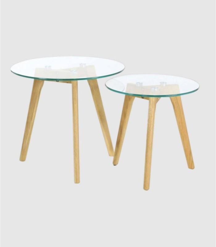 Set van 2 ronde glazen tafels