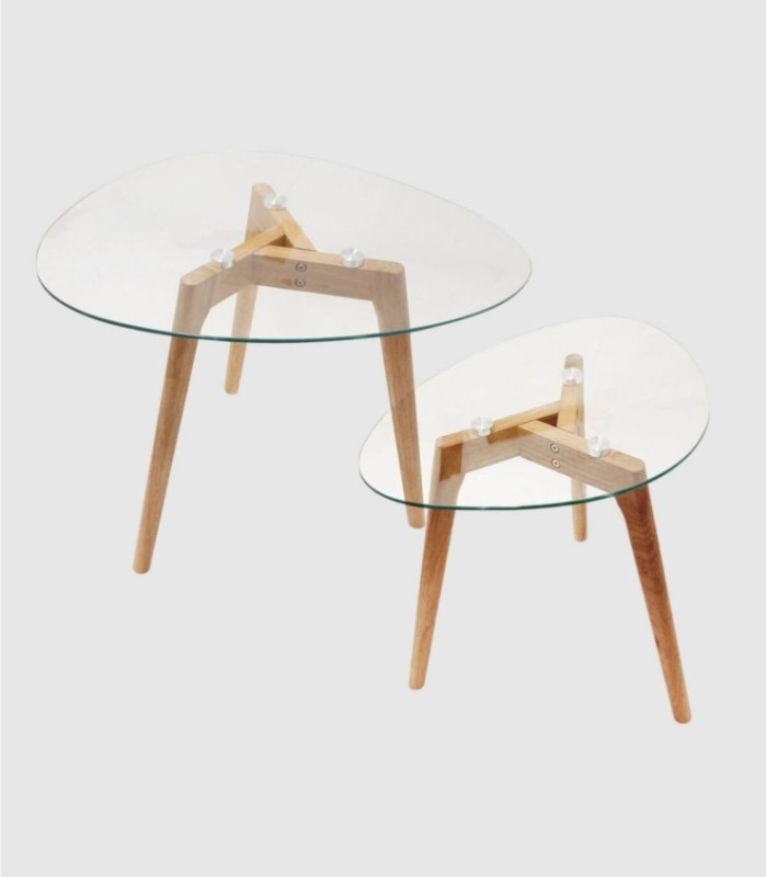Set of 2 glass nesting tables