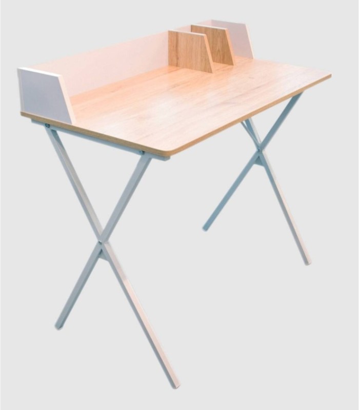 Escritorio madera y metal blanco