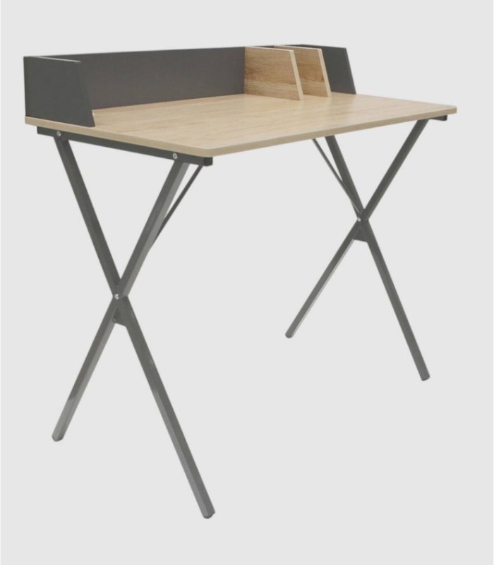 Escritorio madera y metal gris
