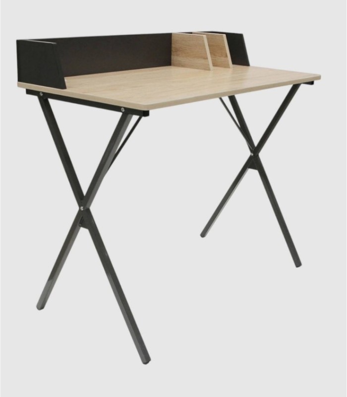 black wood and metal desk