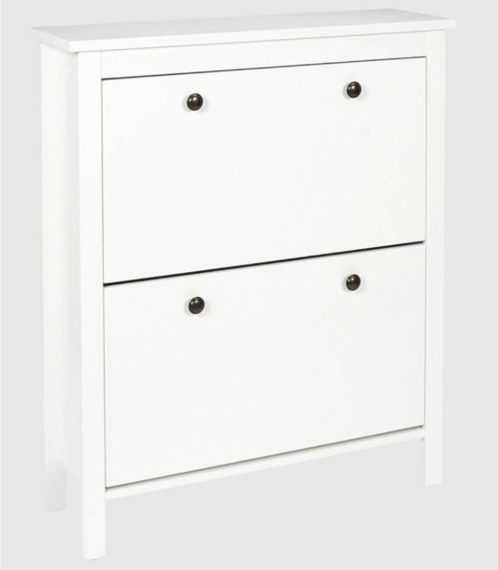 Schoenenrek met 2 deuren en 4 knoppen, wit