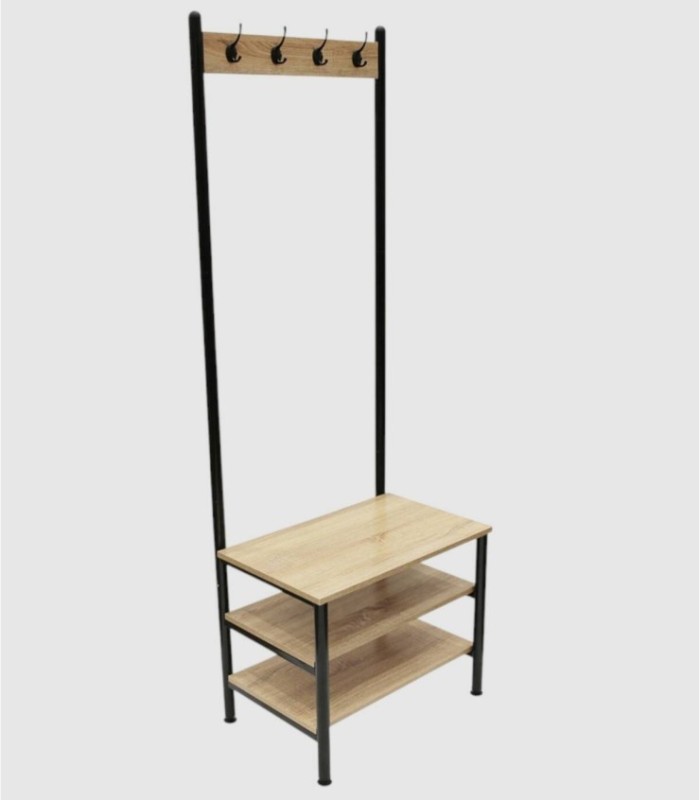 Mueble perchero madera y metal