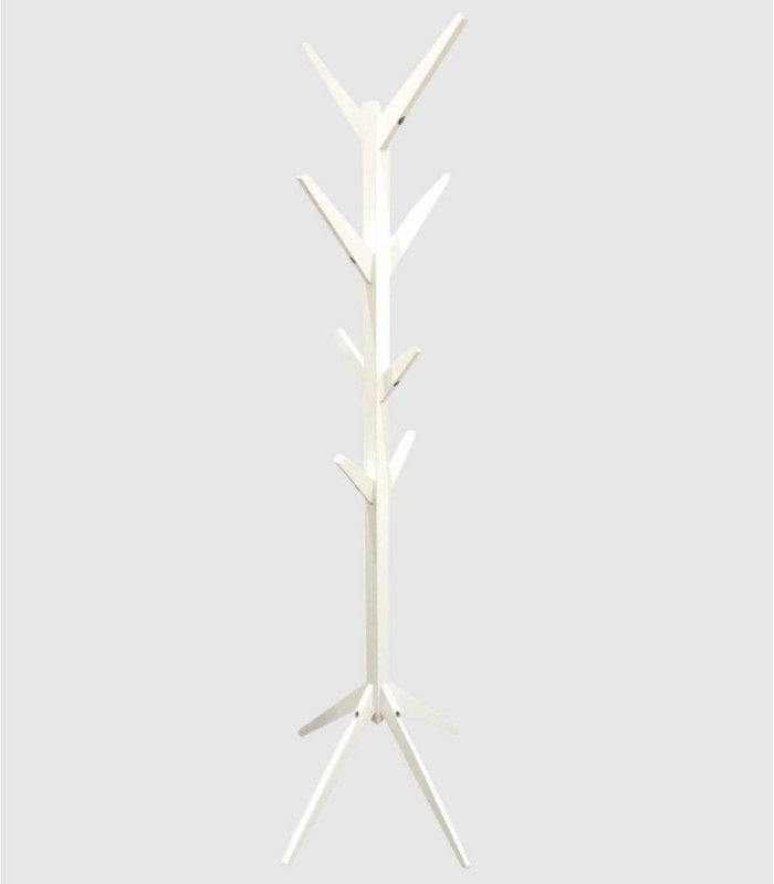 Perchero madera 8 puntas blanco