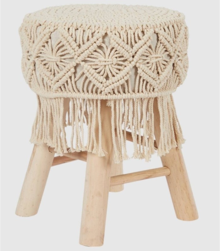 Beige Boho round stool