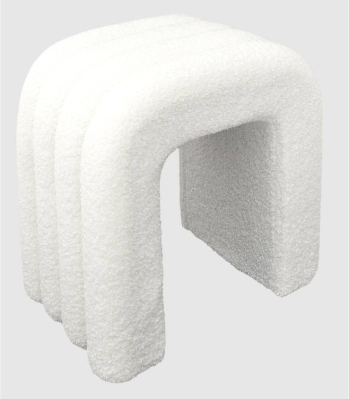 Pouf arch upholstered in white terry cloth