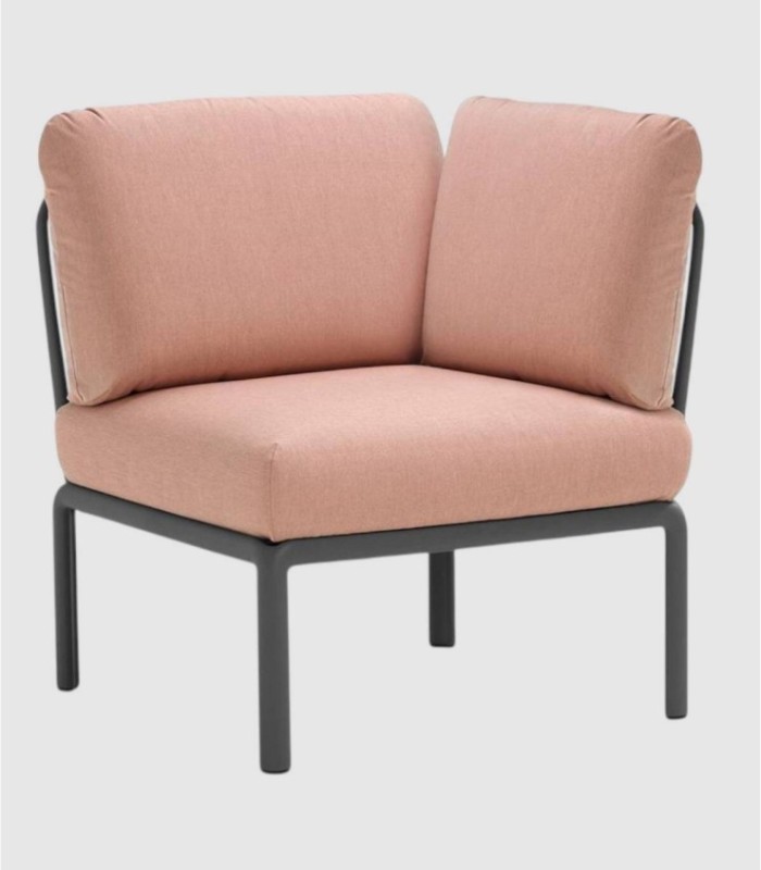Komodo sofa hoekelement antraciet roze kwarts