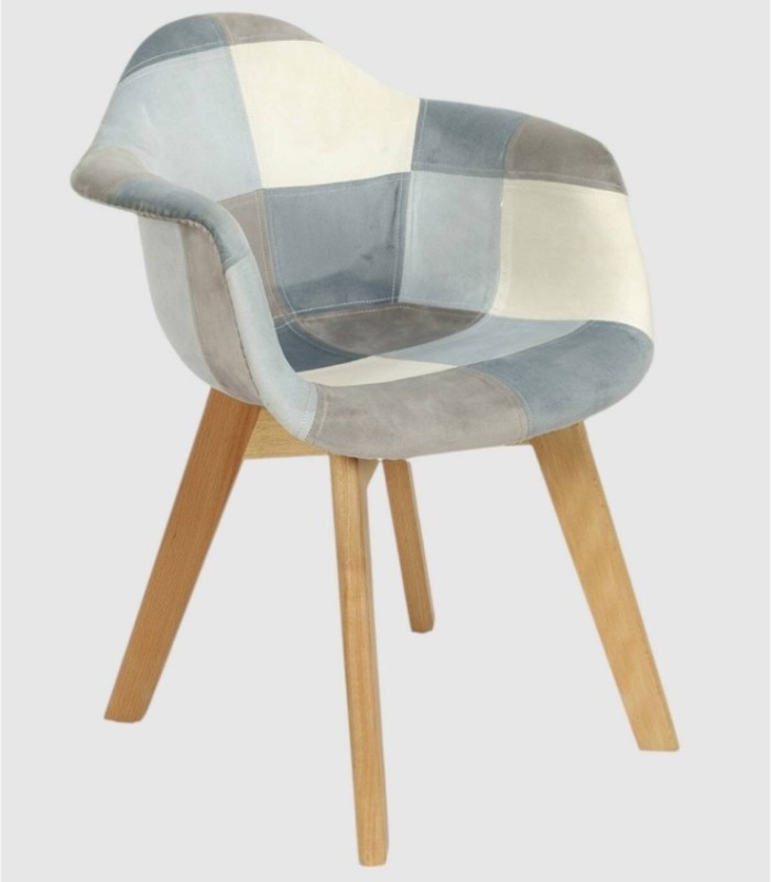 Set of 2 blue patchwork children's armchairs