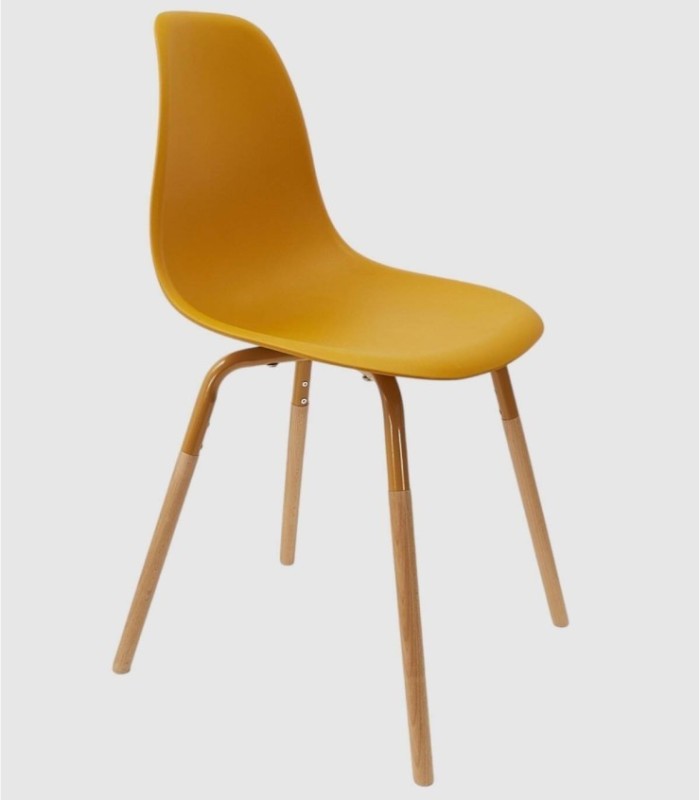 Set van 4 Phenix-stoelen, mosterdgeel