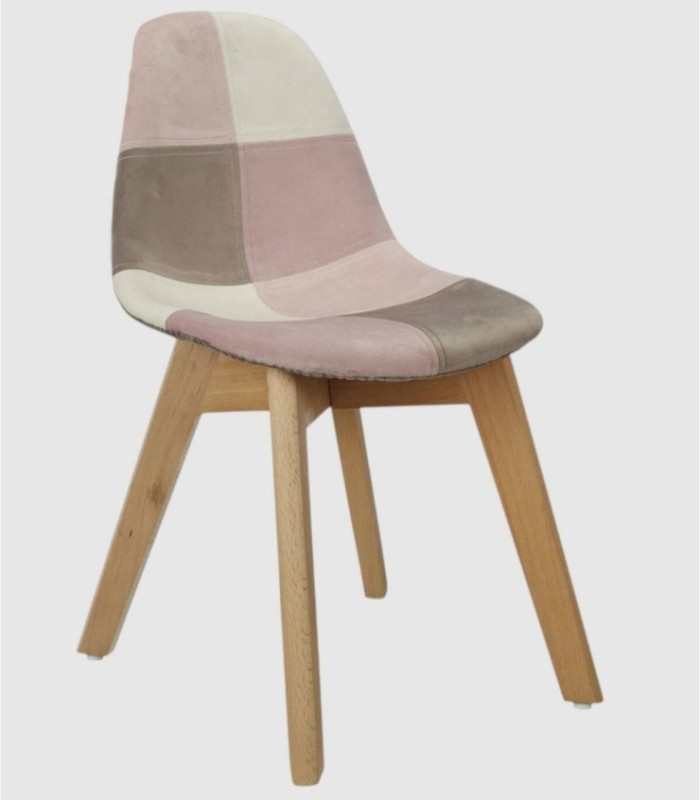 Set van 2 kinderstoelen met patchworkmotief in roze.