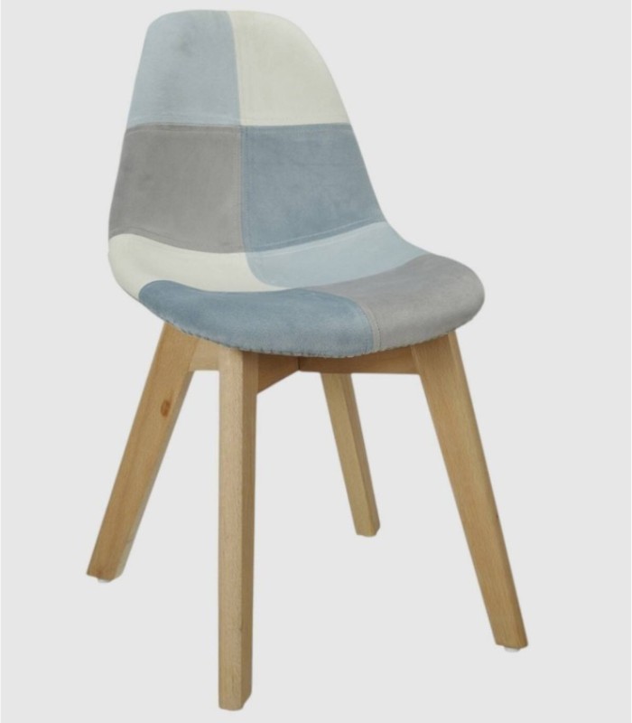 Set of 2 children's patchwork chairs in blue
