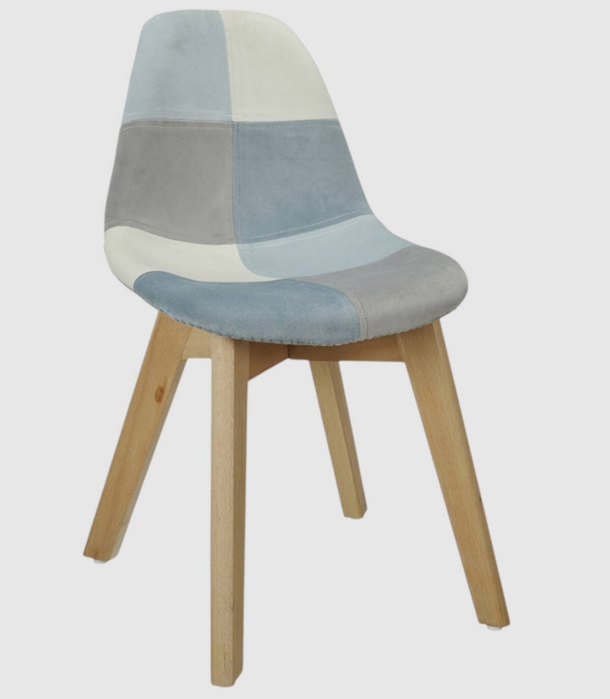 Set van 2 kinderstoelen met patchwork-design in blauw.