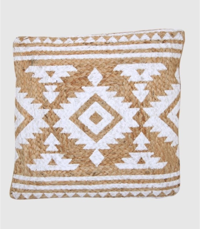 White diamond jute cushion