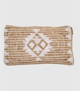 Cojín de yute rectangular rombos blancos