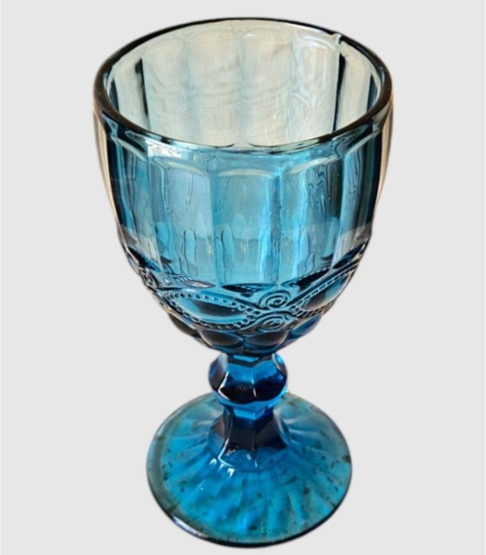 Set of 6 blue vintage crystal glasses