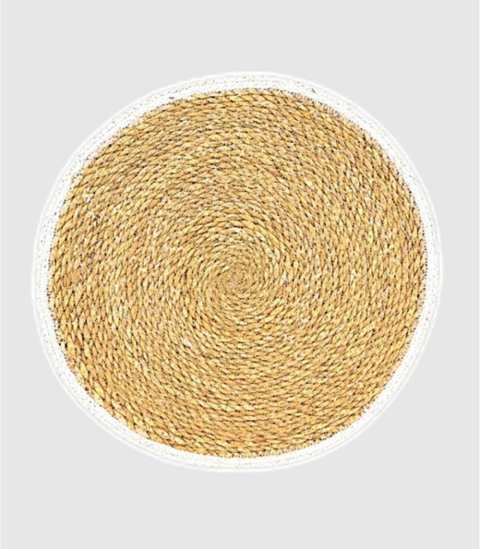 Klein placematje van zeegras met witte rand.