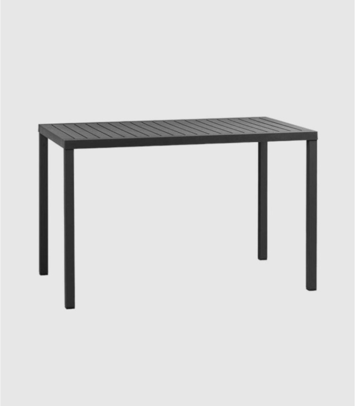 Kubusvormige, kleine rechthoekige tafel in antraciet.