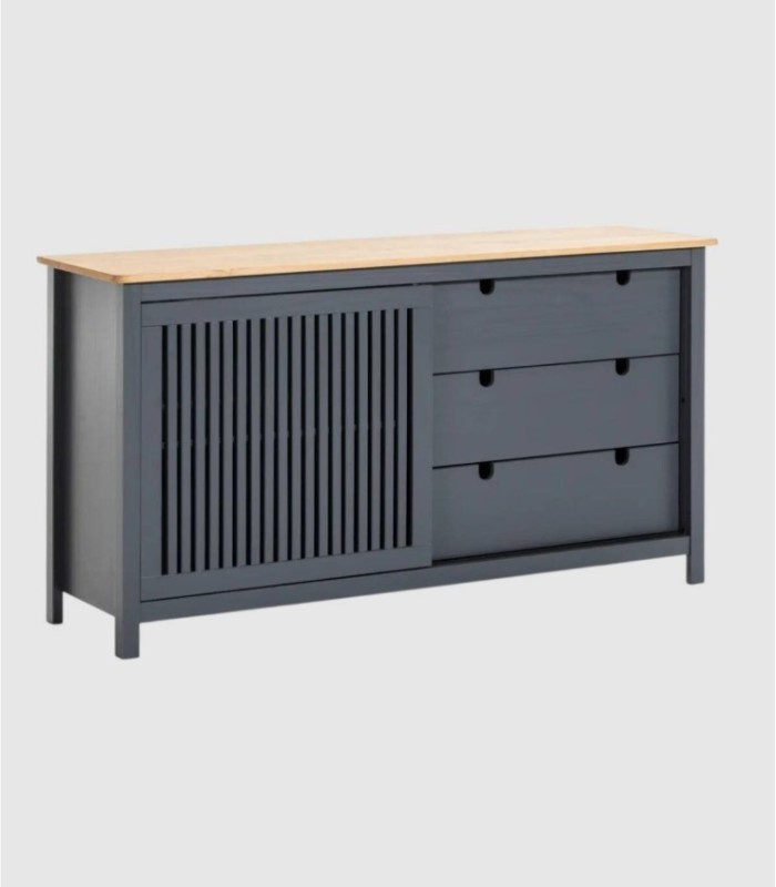 Lanzet dressoir in antraciet met 3 lades en 1 deur
