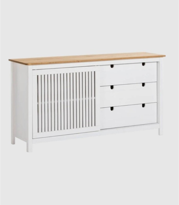 Lanzet white sideboard with 3 drawers and 1 door