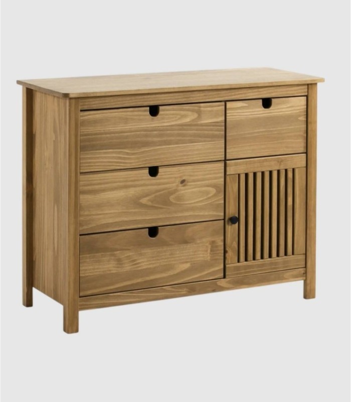 Lanzet wooden chest of drawers with 4 drawers and 1 door