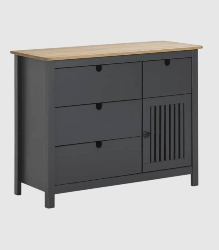 Lanzet anthracite chest of drawers with 4 drawers and 1 door