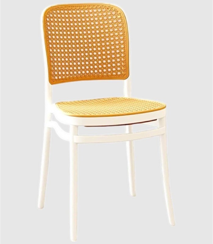 Pack of 4 Drexel chairs, white and beige